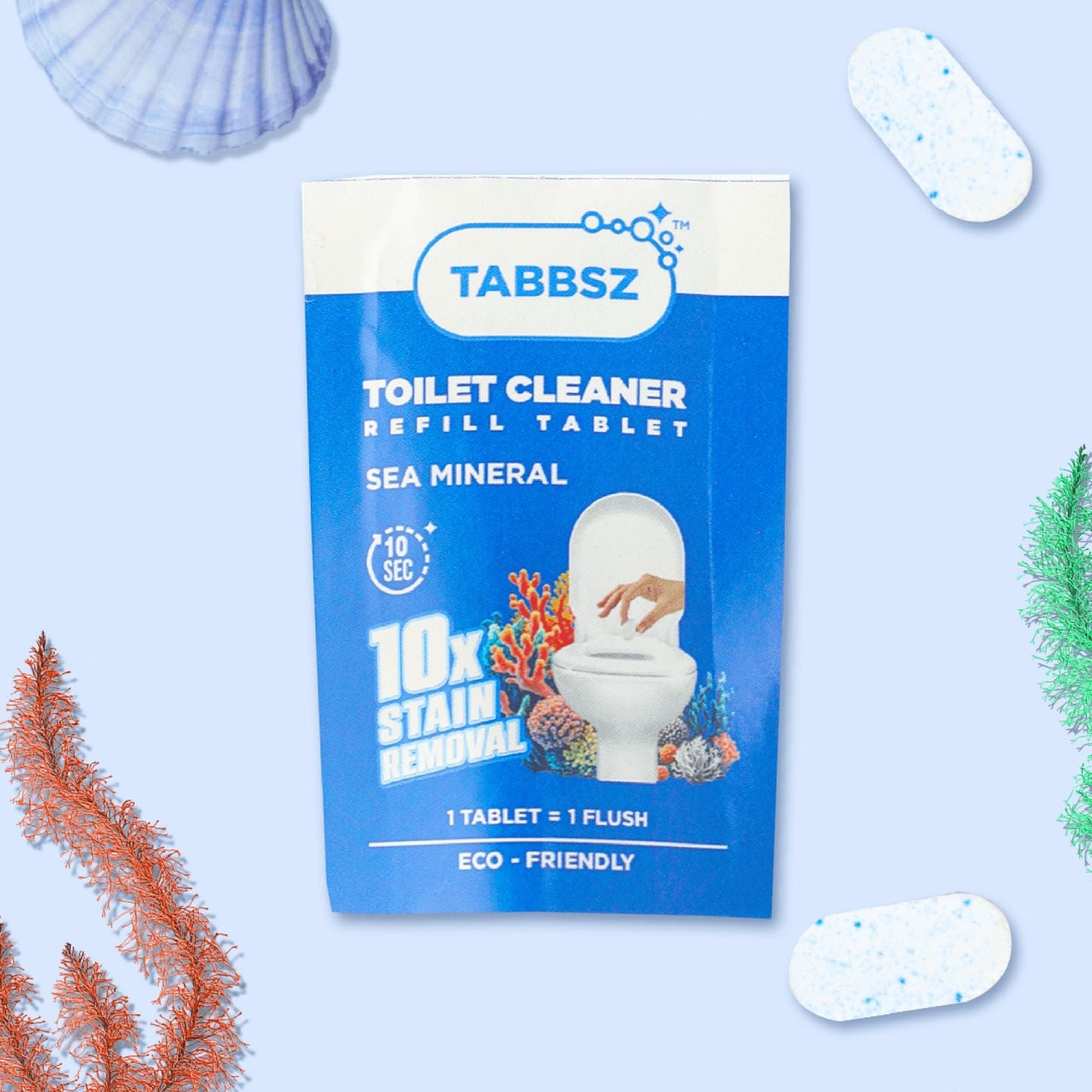 Toilet Cleaning tablets, tabbsz, toilet cleaner, sea mineral variant, tablet, plastic free, non toxic, child safe, pet safe, zero waste,0 waste products, refill tablet, Indias first cleaning tablets, affordable, less price, cheap price, best quality, effective cleaners