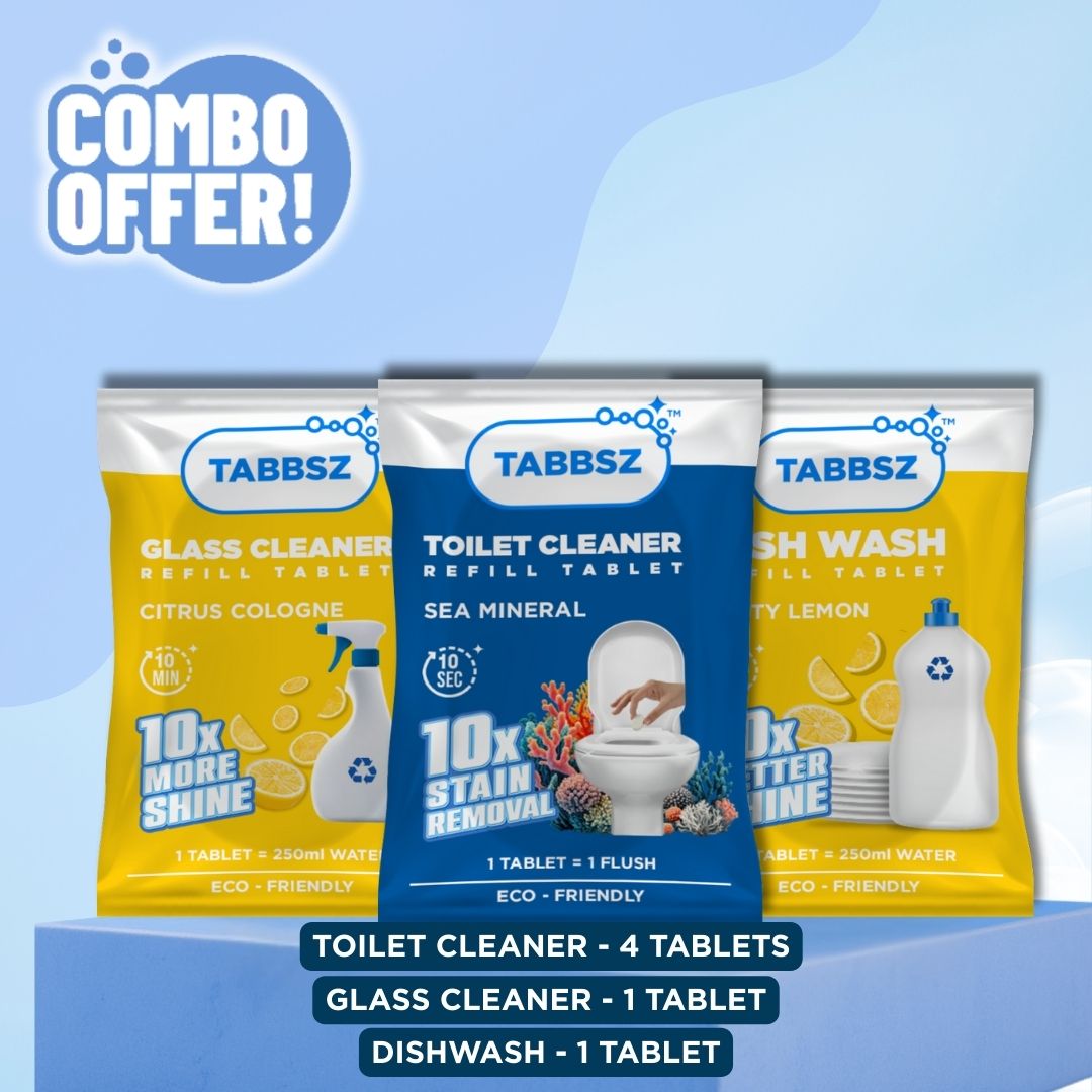 4 Tabs Toilet + 2 Tabs Dishwash + 2 Tabs Glass Cleaner
