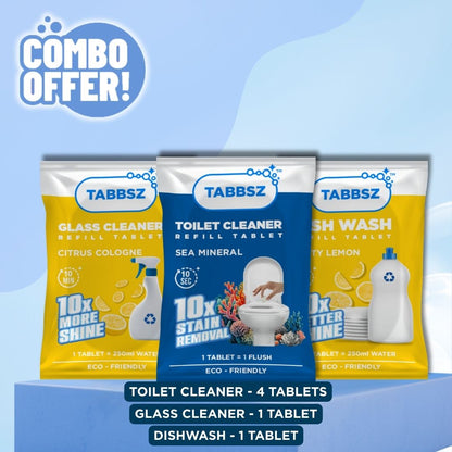 4 Tabs Toilet + 2 Tabs Dishwash + 2 Tabs Glass Cleaner