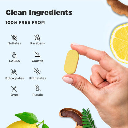 Tabbsz dishwash wash with safe ingredients, 100% sulfate-free and paraben-free formula, hypoallergenic, safe for skin, eco-friendly and assorted natural cleaning options