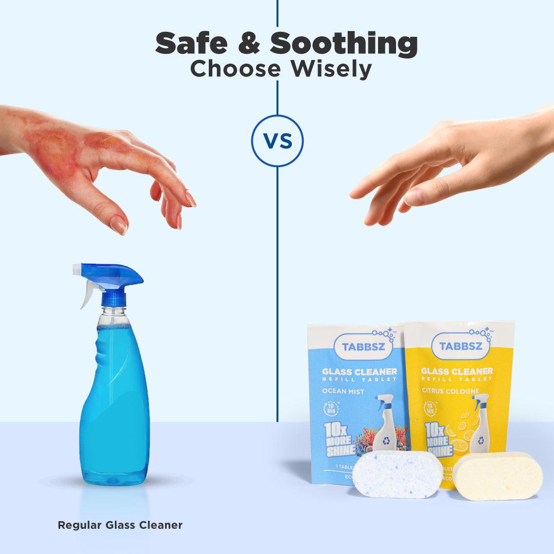 Tabbsz Ocean Mist citrus cologne glass cleaner with eco-friendly, non-toxic formula, natural ingredients, and streak-free finish, safe for kids