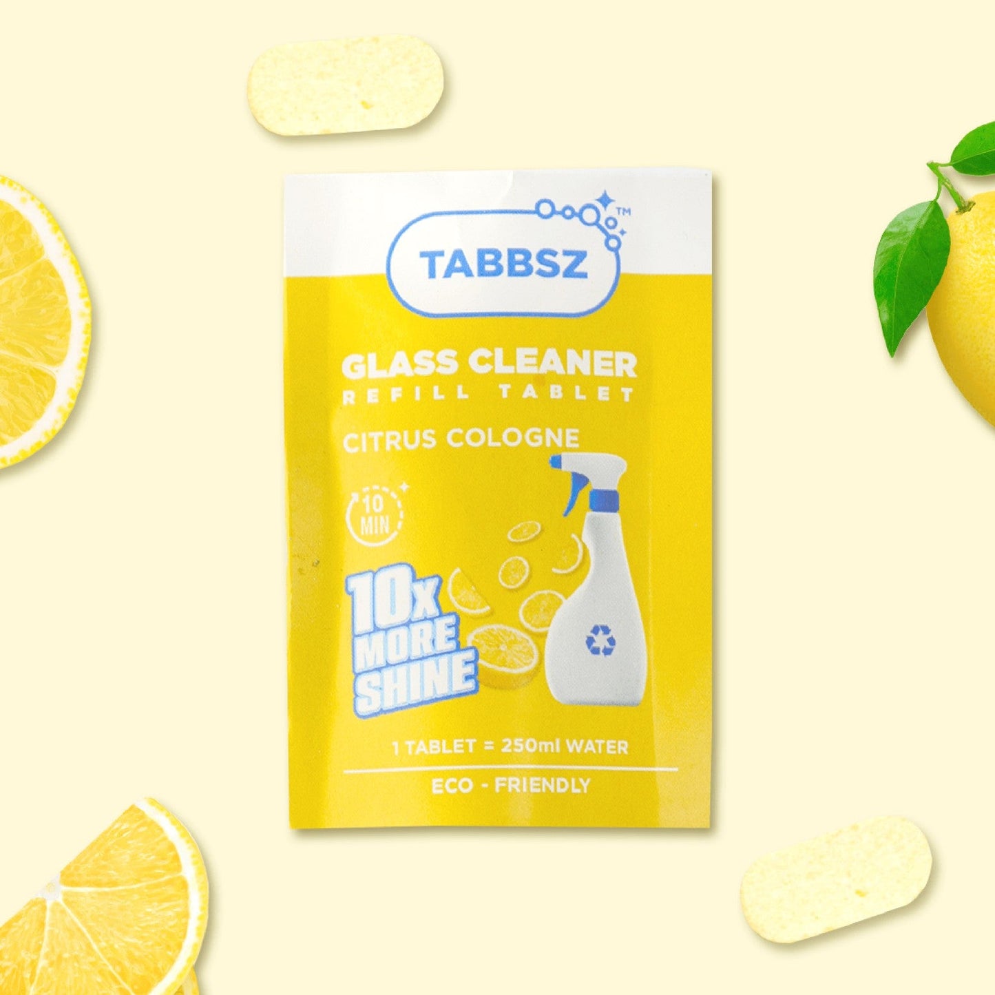 Tabbsz glass cleaner spray with a fresh citrus cologne scent, eco-friendly and natural ingredients for a streak-free, non-toxic cleaner, zero waste product, spray for glass cleaner