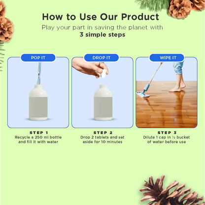 How to use Tabbsz wooden floor cleaner, eco-friendly and biodegradable cleaning tablet made for natural wood surfaces, safe, non-toxic, and plastic-free

