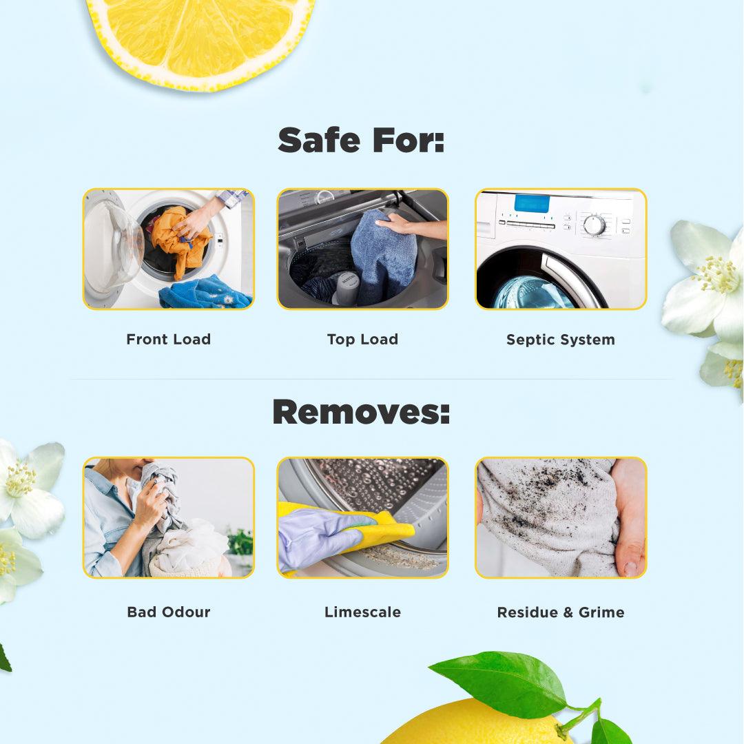 Tabbsz descaler, washing machine descaler, eco-friendly descaler tablets, natural washing machine cleaner, citrus descaler, front load cleaner, top load washer descaler, limescale remover

